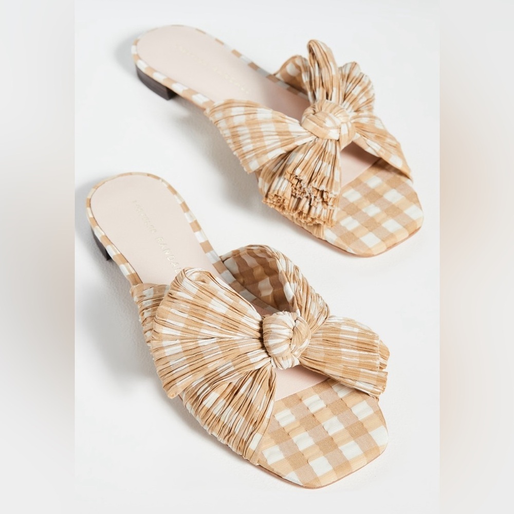 Loeffler Randall Daphne Knot Flat Sandals In Mustard Gingham